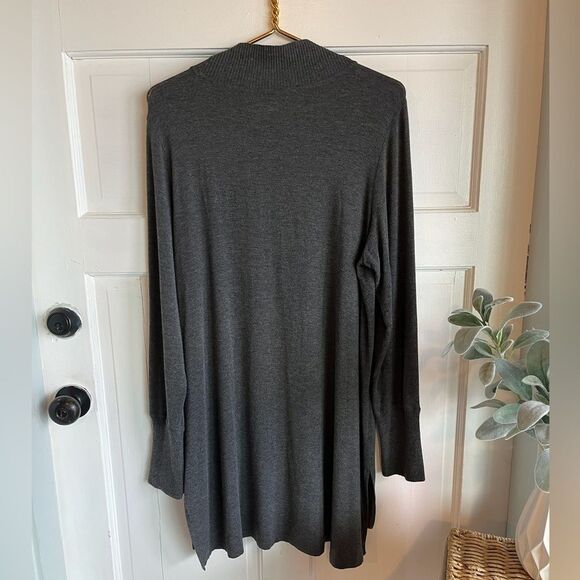 New Eileen Fisher, gray turtleneck, long sleeve oversized tunic sweater dress - Picture 2 of 5